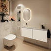 MONDIAZ TURE-DLUX 120cm toiletmeubel Talc. EDEN wastafel Opalo positie links. Zonder kraangat. SW1104127