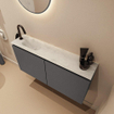 MONDIAZ TURE-DLUX 100cm toiletmeubel Dark Grey. EDEN wastafel Opalo positie links. Met 1 kraangat. SW1104265