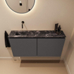 MONDIAZ TURE-DLUX 100cm toiletmeubel Dark Grey. EDEN wastafel Lava positie links. Zonder kraangat. SW1103774