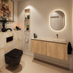 MONDIAZ TURE-DLUX 120cm toiletmeubel Washed Oak. EDEN wastafel Frappe positie rechts. Zonder kraangat. SW1103074