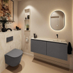 MONDIAZ TURE-DLUX 120cm toiletmeubel Dark Grey. EDEN wastafel Ostra positie rechts. Zonder kraangat. SW1104802