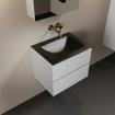 Mondiaz Aivy badmeubelset - 60x45x50cm - 0 kraangaten - 1 wasbak urban Solid surface - Midden - 2 lades - Met spiegelkast - MDF Talc SW892388