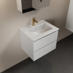 Mondiaz Aivy badmeubelset - 60x45x50cm - 1 kraangat - 1 wasbak talc Keramiek - Midden - 2 lades - Met spiegelkast - MDF Talc SW892215