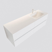 MONDIAZ VICA Badkamermeubelset - 150cm - 4 lades - wasbak Cloud rechts - 1 kraangat - solid surface talc SW409910