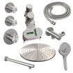 Brauer Brushed Edition Regendoucheset inbouw - hoofddouche 30cm - 3 gladde knoppen - rechte wandarm - handdouche rond 3 standen - PVD - geborsteld RVS SW374421