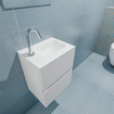 MONDIAZ ADA Toiletmeubel - 40x30x50cm - 1 kraangat - 2 lades - talc mat - wasbak rechts - Solid surface - Wit SW472497