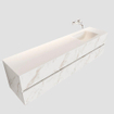 MONDIAZ VICA Badkamermeubelset - 200cm - 4 lades - wasbak Cloud rechts - 0 kraangaten - solid surface carrara marmer SW410462