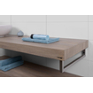 Looox Wood collection Solo wastafelblad - 200x46cm - Met handdoekhouder RVS geborsteld - Massief eiken Old grey SW278360