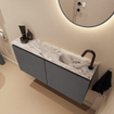 MONDIAZ TURE-DLUX 100cm toiletmeubel Dark Grey. EDEN wastafel Glace positie rechts. Met 1 kraangat. SW1103247