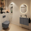 MONDIAZ TURE-DLUX 60cm toiletmeubel Dark Grey. EDEN wastafel Opalo positie midden. Met 1 kraangat. SW1104256