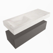 MONDIAZ ALAN - DLUX Badkamermeubelset - 120cm - onderkast - Dark grey - 1 lade - vrijhangende wastafel - wasbak links - 1 kraangat - Ostra SW809313