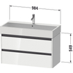 Duravit Ketho 2 wastafelonderbouwkast met 2 laden 98.4x46x54.9cm met grepen antraciet betongrijs mat SW771982