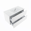 MONDIAZ VICA-DLUX Badkamermeubelset - 90cm - onderkast talc - 2 lades - inbouw wastafel cloud midden - 1 kraangat - 60cm hoge versie - opalo SW1088475