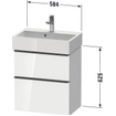 Duravit D-Neo wastafelonderkast 58.4x62.5x37.2cm 2 lades Betongrijs Mat SW640978