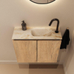 MONDIAZ TURE-DLUX 60cm toiletmeubel Washed Oak. EDEN wastafel Frappe positie rechts. Met 1 kraangat. SW1103083