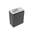 MONDIAZ TURE-DLUX 40cm toiletmeubel Dark Grey. EDEN wastafel Glace positie links. Met 1 kraangat. SW1105174