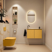 MONDIAZ TURE-DLUX 80cm toiletmeubel Ocher. EDEN wastafel Frappe positie links. Met 1 kraangat. SW1102879