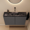MONDIAZ TURE-DLUX 80cm toiletmeubel Dark Grey. EDEN wastafel Lava positie midden. Zonder kraangat. SW1103746