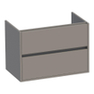 BRAUER Nexxt Wastafelonderkast 80x46x55cm 2 greeploze softclose lades 1 sifonuitsparing MDF mat taupe met Tide topblad 80 mat wit SHOWROOMMODEL SHOW21801