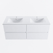 MONDIAZ VICA 120cm badmeubel onderkast Talc 4 lades. Wastafel DENIA dubbel 2 kraangaten, kleur Glanzend Wit. SW1381837