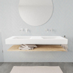MONDIAZ ALAN 150cm - Badkamermeubelset - planchet - washed oak - vrijhangende wastafel - 2 wasbakken - 0 kraangaten - talc SW408778
