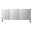 INK SPK3 Spiegelkast - 180x14x74cm - 3 deuren - dubbelzijdige Spiegel - open planchet - schakelaar en stopcontact - MDF lak Mat kasjmier grijs SW798099