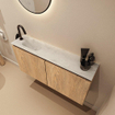 MONDIAZ TURE-DLUX 100cm toiletmeubel Washed Oak. EDEN wastafel Opalo positie links. Met 1 kraangat. SW1104652