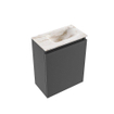 MONDIAZ TURE-DLUX 40cm toiletmeubel Dark Grey. EDEN wastafel Frappe positie rechts. Zonder kraangat. SW1102760