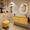 MONDIAZ TURE-DLUX 120cm toiletmeubel Ocher. EDEN wastafel Frappe positie rechts. Met 1 kraangat. SW1102910