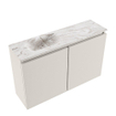 MONDIAZ TURE-DLUX 80cm toiletmeubel Linen. EDEN wastafel Glace positie links. Met 1 kraangat. SW1103363