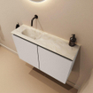 MONDIAZ TURE-DLUX 80cm toiletmeubel Linen. EDEN wastafel Ostra positie links. Zonder kraangat. SW1104901