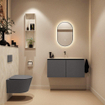 MONDIAZ TURE-DLUX 100cm toiletmeubel Dark Grey. EDEN wastafel Ostra positie midden. Zonder kraangat. SW1104829