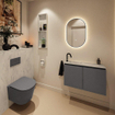MONDIAZ TURE-DLUX 80cm toiletmeubel Dark Grey. EDEN wastafel Opalo positie links. Met 1 kraangat. SW1104296