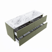 MONDIAZ VICA-DLUX Badkamermeubelset - 130cm - onderkast army - 4 lades - inbouw wastafel cloud dubbel - 2 kraangaten - 60cm hoge versie - glace SW1088160
