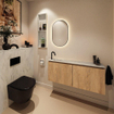 MONDIAZ TURE-DLUX 120cm toiletmeubel Washed Oak. EDEN wastafel Opalo positie links. Met 1 kraangat. SW1104648