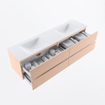 MONDIAZ Vica Badkamermeubelset - 180cm - onderkast rosee - 4 lades - wastafel cloud dubbel - 2 kraangaten - 60cm hoge versie - talc SW1083353