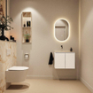 MONDIAZ TURE-DLUX 60cm toiletmeubel Talc. EDEN wastafel Frappe positie links. Zonder kraangat. SW1102589