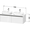 Duravit Ketho 2 wastafelonderbouwkast incl. consoleplaat met 2 laden voor dubbele waskommen 140x55x45.9cm met handgrepen antraciet betongrijs mat SW772201