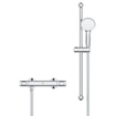 GROHE Precision Flow Glijstangset - 62cm - thermostatische douchekraan - ronde handdouche - 1 straalsoort - gladde slang - chroom SW722336