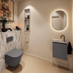 MONDIAZ TURE-DLUX 40cm toiletmeubel Dark Grey. EDEN wastafel Glace positie links. Met 1 kraangat. SW1105174