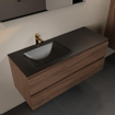 Mondiaz Aivy badmeubelset - 120x45x50cm - 1 kraangat - 1 wasbak urban Solid surface - Links - 2 lades - Zonder spiegel - Melamine Mocha SW892294