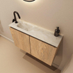 MONDIAZ TURE-DLUX 80cm toiletmeubel Washed Oak. EDEN wastafel Ostra positie links. Met 1 kraangat. SW1105147