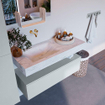MONDIAZ ALAN - DLUX Badkamermeubelset - 110cm - onderkast - Clay - 1 lade - vrijhangende wastafel - wasbak links - 0 kraangaten - Opalo SW807001