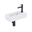 Fortifura Fuente fonteinset - 36x18.5x9cm - 1 kraangat - solid surface - fonteinkraan zwart mat - mat wit SW1111565