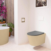 MONDIAZ LAVIE wandclosetpack - 36x53cm - diepspoel - rimless - Sand (beige) - softclose - quick-release - toiletzitting - Dark grey (grijs) SW1208612