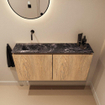 MONDIAZ TURE-DLUX 100cm toiletmeubel Washed Oak. EDEN wastafel Lava positie links. Zonder kraangat. SW1104149