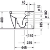 Duravit HappyD 2 closetpot diepspoel staand back to wall 36.5x57cm incl. bevestiging afvoer horizontaal m. WG wit SW54350