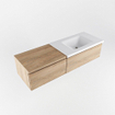 MONDIAZ BUKLA 140cm badmeubel met module 60 kleur Washed Oak met 2 lades. Wastafel CLOUD rechts 1 kraangat kleur Talc. SW1381981