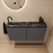 MONDIAZ TURE-DLUX 100cm toiletmeubel Dark Grey. EDEN wastafel Lava positie links. Met 1 kraangat. SW1103758