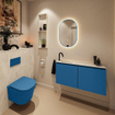 MONDIAZ TURE-DLUX 100cm toiletmeubel Jeans. EDEN wastafel Ostra positie links. Met 1 kraangat. SW1104887